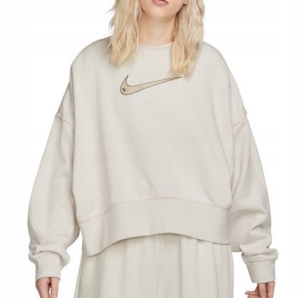 Nike Cream Gold Oversized Cropped Hoodie